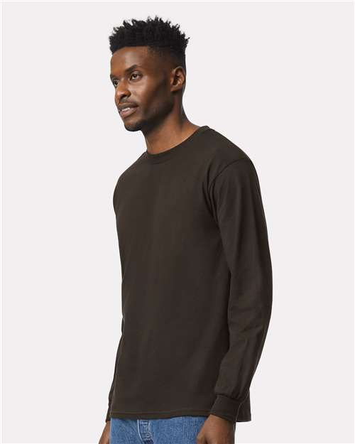 Ultra Cotton® Long Sleeve T-Shirt - OnModelSide - B06060053 - Dark Chocolate