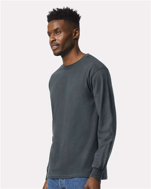 Ultra Cotton® Long Sleeve T-Shirt - OnModelSide - B06060073 - Dark Heather