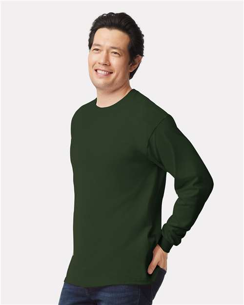 Ultra Cotton® Long Sleeve T-Shirt - OnModelSide - B06060543 - Forest Green