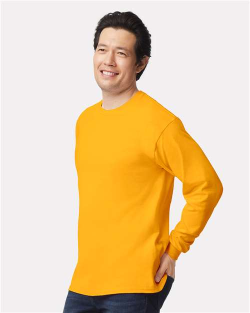 Ultra Cotton® Long Sleeve T-Shirt - OnModelSide - B06060123 - Gold