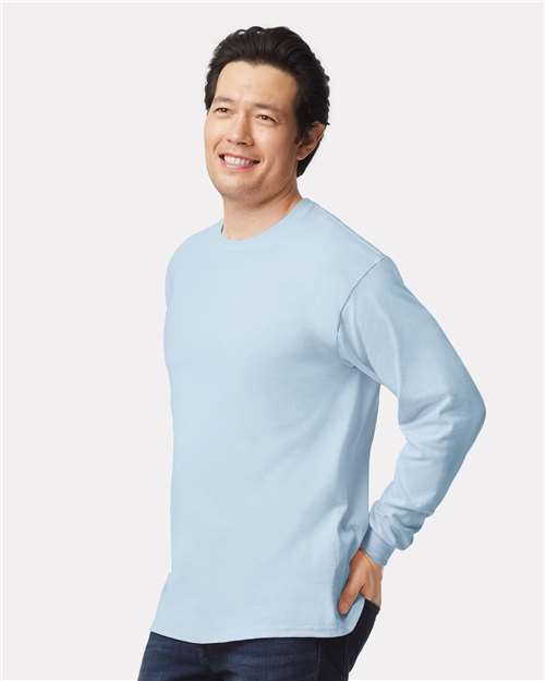 Ultra Cotton® Long Sleeve T-Shirt - OnModelSide - B06060253 - Light Blue