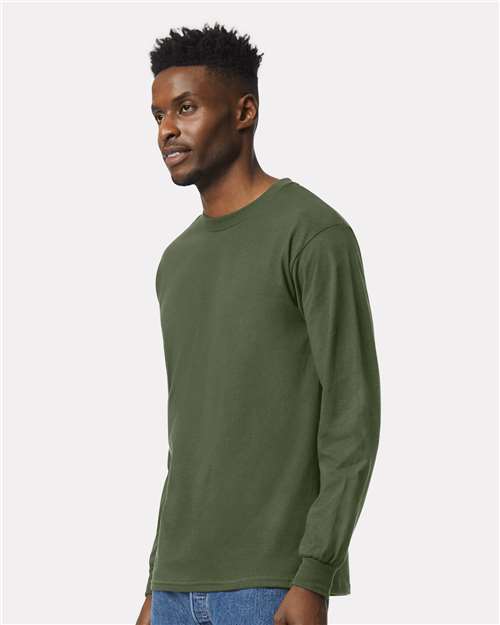 Ultra Cotton® Long Sleeve T-Shirt - OnModelSide - B06060063 - Military Green