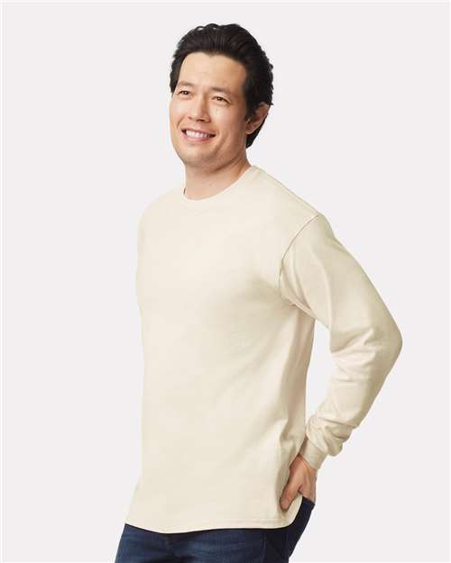 Ultra Cotton® Long Sleeve T-Shirt - OnModelSide - B06060243 - Natural