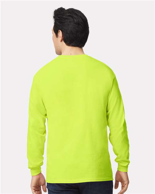 Ultra Cotton® Long Sleeve T-Shirt - OnModelBack - B06060163 - Safety Green
