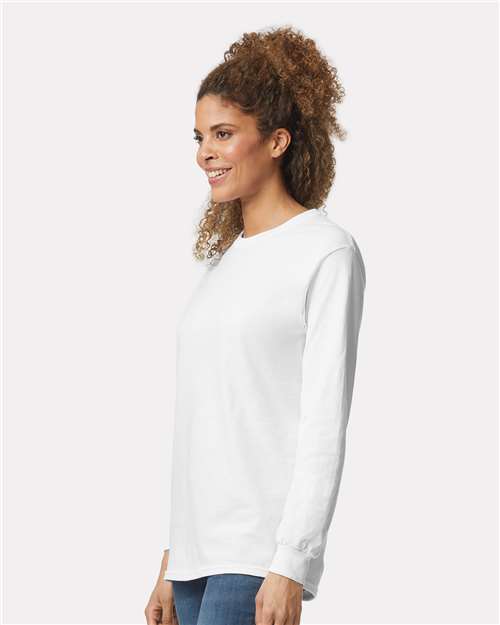 Ultra Cotton® Long Sleeve T-Shirt - OnModelSide - B06060003 - White