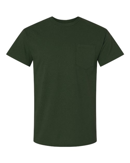 Ultra Cotton® Pocket T-Shirt - Front - B07060543 - Forest Green