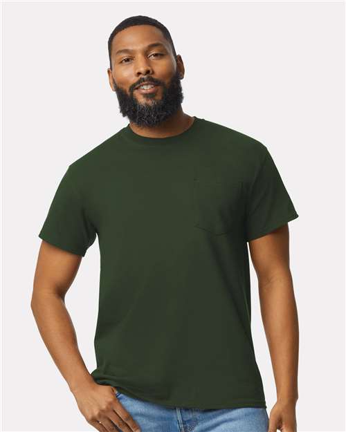 Ultra Cotton® Pocket T-Shirt - OnModelFront - B07060543 - Forest Green