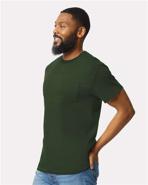 Ultra Cotton® Pocket T-Shirt - OnModelSide - B07060543 - Forest Green