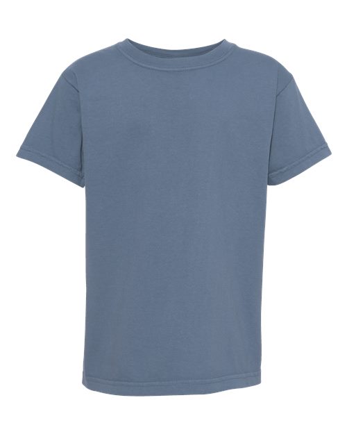 Garment-Dyed Youth Heavyweight T-Shirt - Front - B31608981 - Blue Jean