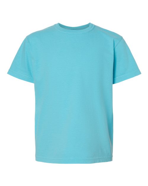 Garment-Dyed Youth Heavyweight T-Shirt - Front - B31608631 - Lagoon