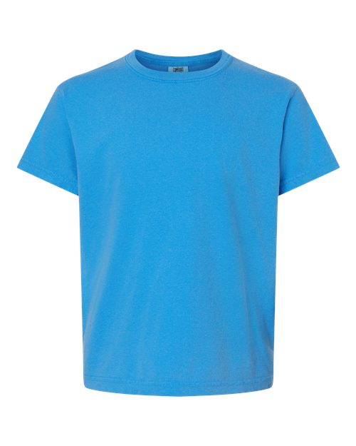 Garment-Dyed Youth Heavyweight T-Shirt - Front - B31608972 - Royal Caribe