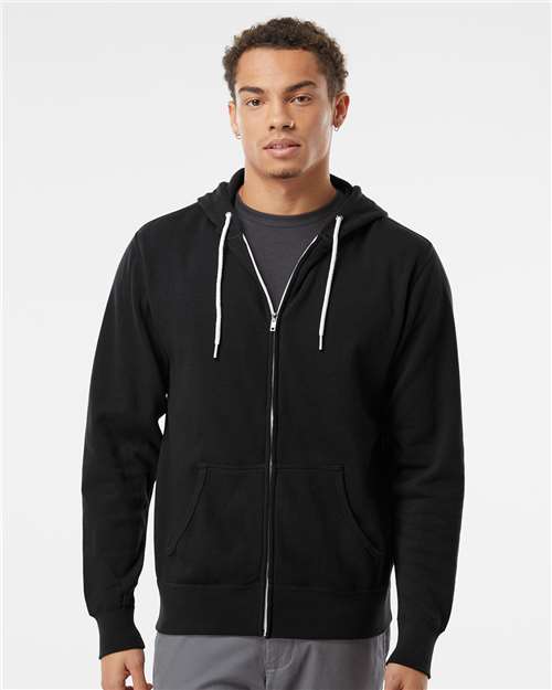 Lightweight Full-Zip Hooded Sweatshirt - OnModelFront - B81076502 - Black