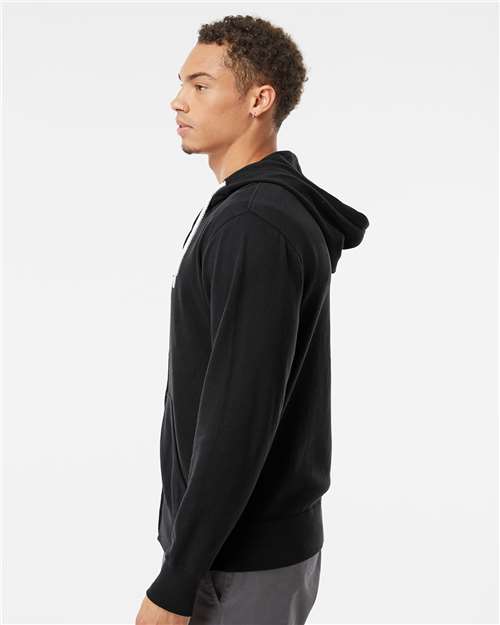 Lightweight Full-Zip Hooded Sweatshirt - OnModelSide - B81076502 - Black