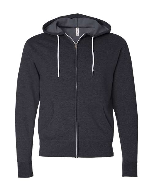 Lightweight Full-Zip Hooded Sweatshirt - Front - B81076092 - Charcoal Heather