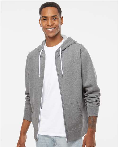Lightweight Full-Zip Hooded Sweatshirt - OnModelFront - B81076352 - Gunmetal Heather