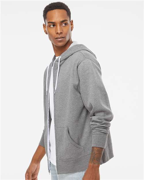 Lightweight Full-Zip Hooded Sweatshirt - OnModelSide - B81076352 - Gunmetal Heather