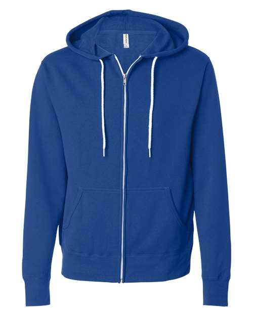 Lightweight Full-Zip Hooded Sweatshirt - Front - B81076993 - Cobalt