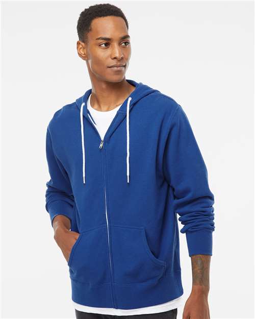 Lightweight Full-Zip Hooded Sweatshirt - OnModelFront - B81076993 - Cobalt