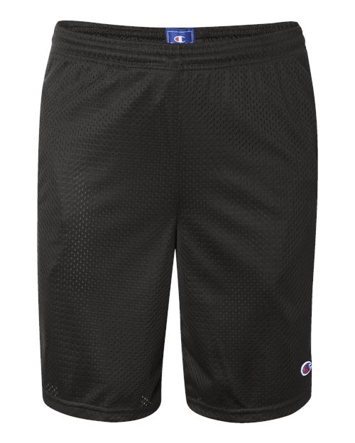 Polyester Mesh 9" Shorts with Pockets - Front - B09084503 - Black