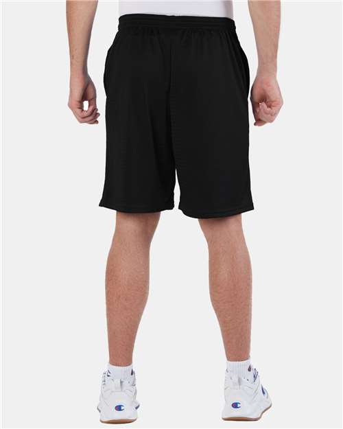 Polyester Mesh 9" Shorts with Pockets - OnModelBack - B09084503 - Black
