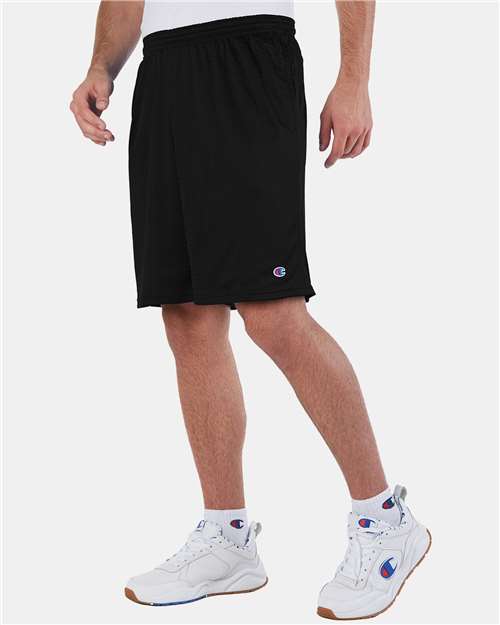 Polyester Mesh 9" Shorts with Pockets - OnModelSide - B09084503 - Black