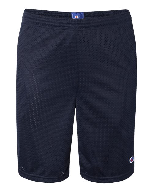 Polyester Mesh 9" Shorts with Pockets - Front - B09084653 - Navy