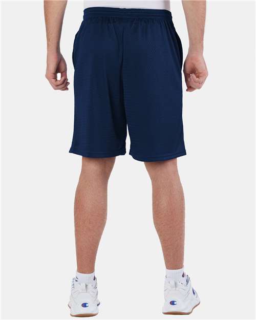 Polyester Mesh 9" Shorts with Pockets - OnModelBack - B09084653 - Navy