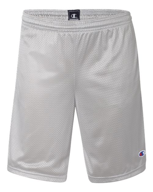 Polyester Mesh 9" Shorts with Pockets - Front - B09084583 - Athletic Grey