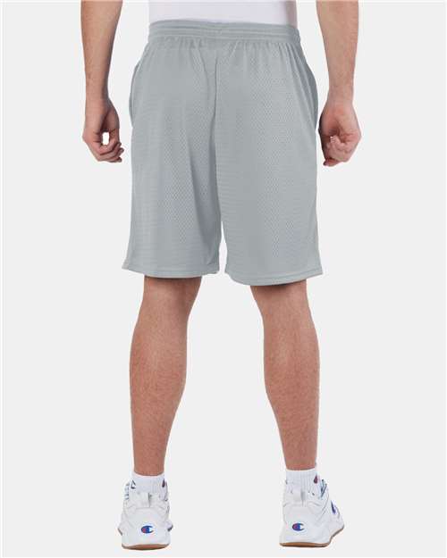 Polyester Mesh 9" Shorts with Pockets - OnModelBack - B09084583 - Athletic Grey