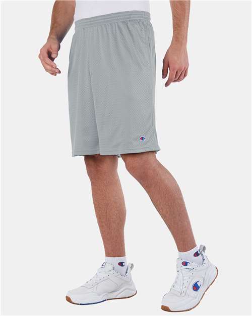 Polyester Mesh 9" Shorts with Pockets - OnModelSide - B09084583 - Athletic Grey