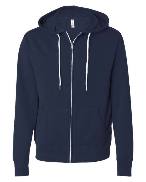 Lightweight Full-Zip Hooded Sweatshirt - Front - B81076652 - Classic Navy