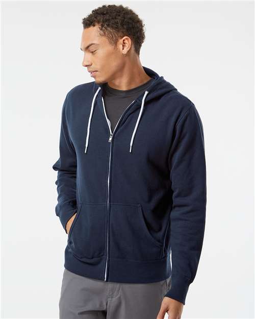Lightweight Full-Zip Hooded Sweatshirt - OnModelFront - B81076652 - Classic Navy