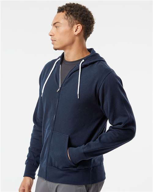 Lightweight Full-Zip Hooded Sweatshirt - OnModelSide - B81076652 - Classic Navy