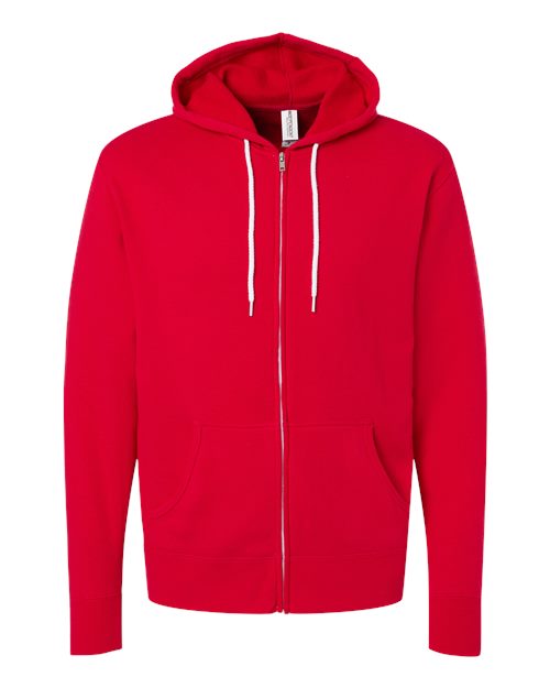 Lightweight Full-Zip Hooded Sweatshirt - Front - B81076703 - Red
