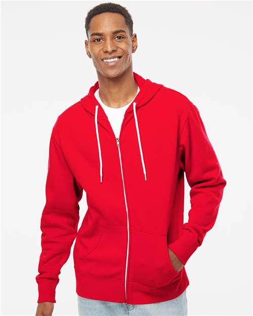 Lightweight Full-Zip Hooded Sweatshirt - OnModelFront - B81076703 - Red