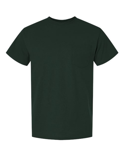 DryBlend® Pocket T-Shirt - Front - B07260543 - Forest Green