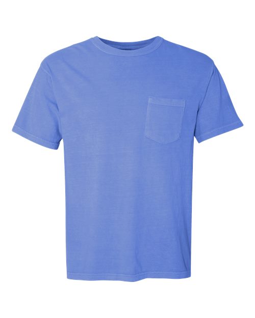 Garment-Dyed Heavyweight Pocket T-Shirt - Front - B08508483 - Flo Blue