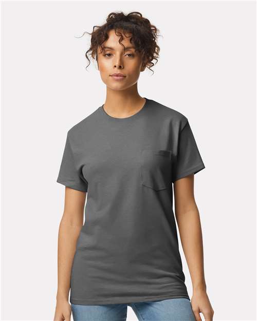 Ultra Cotton® Pocket T-Shirt - OnModelFront - B07060093 - Charcoal