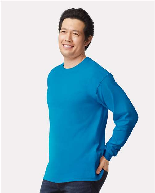 Ultra Cotton® Long Sleeve T-Shirt - OnModelSide - B06060763 - Sapphire