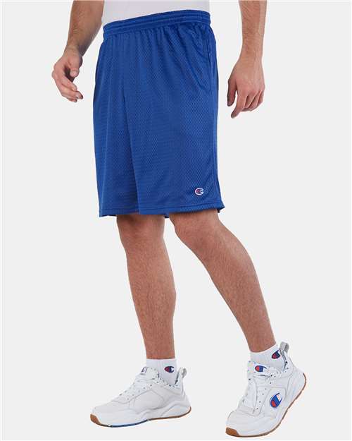 Polyester Mesh 9" Shorts with Pockets - OnModelSide - B09084753 - Athletic Royal