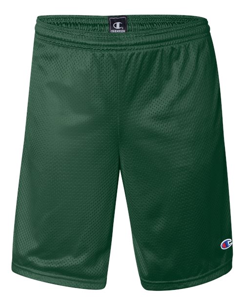 Polyester Mesh 9" Shorts with Pockets - Front - B09084193 - Athletic Dark Green