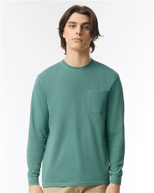 Garment-Dyed Heavyweight Long Sleeve Pocket T-Shirt - styleImage
