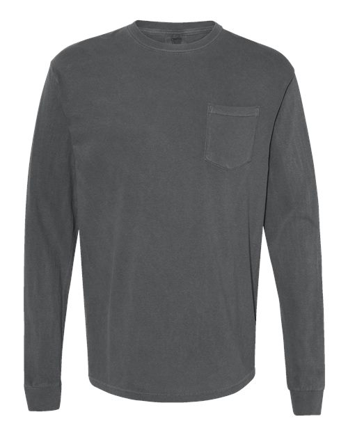 Garment-Dyed Heavyweight Long Sleeve Pocket T-Shirt - Front - B18508093 - Pepper