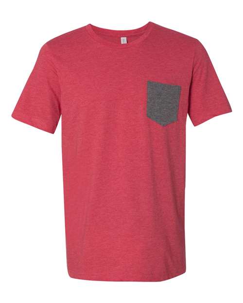 Jersey Pocket Tee - Front - B01906716 - Heather Red/ Deep Heather