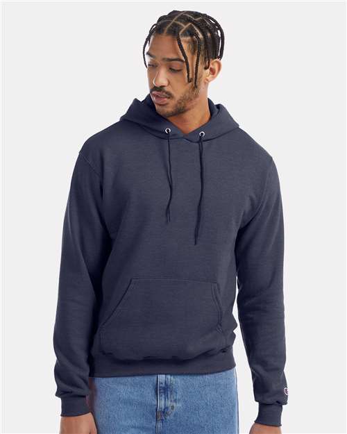Powerblend® Hooded Sweatshirt - OnModelFront - B22884643 - Navy Heather