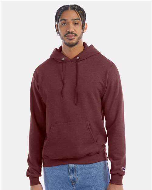 Powerblend® Hooded Sweatshirt - OnModelFront - B22884543 - Maroon Heather