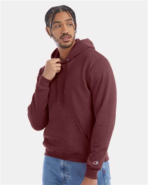 Powerblend® Hooded Sweatshirt - OnModelSide - B22884543 - Maroon Heather