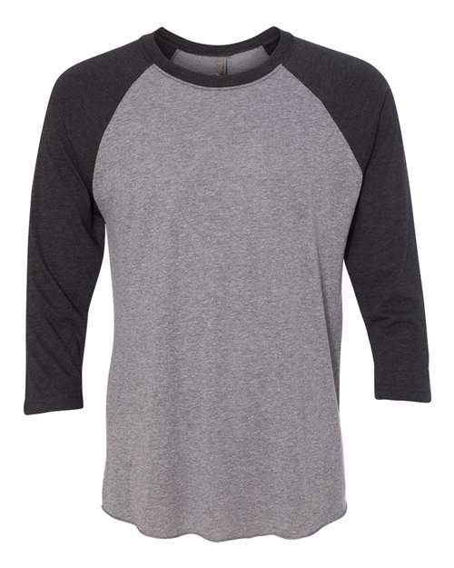 Triblend Three-Quarter Raglan T-Shirt - Front - B56818512 - Vintage Black Sleeves/ Premium Heather Body