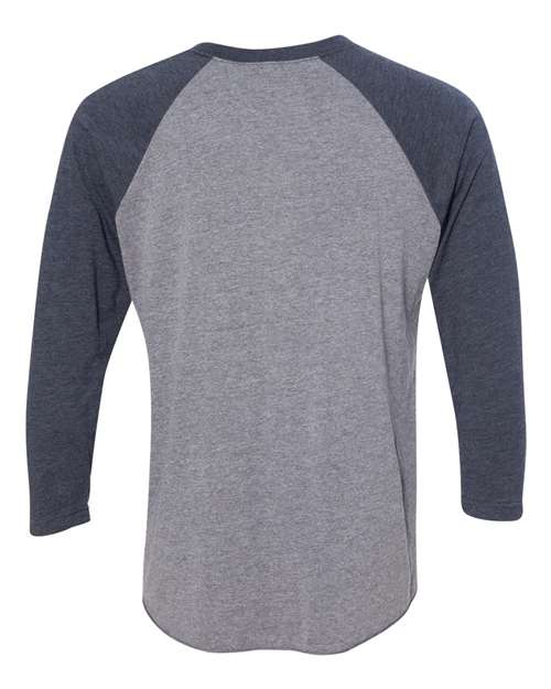 Triblend Three-Quarter Raglan T-Shirt - Back - B56818612 - Vintage Navy Sleeves/ Premium Heather Body