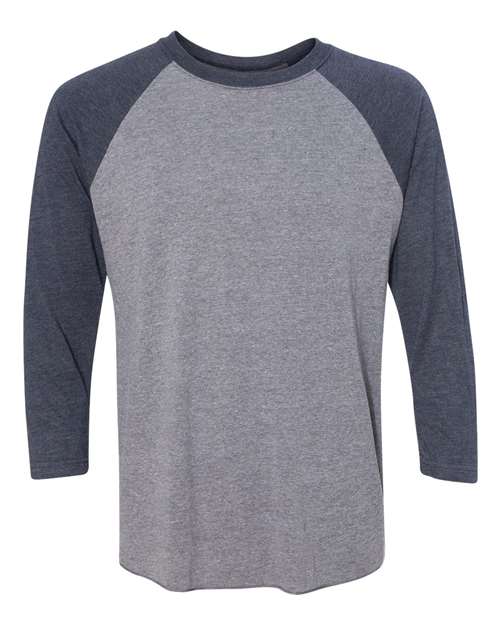 Triblend Three-Quarter Raglan T-Shirt - Front - B56818612 - Vintage Navy Sleeves/ Premium Heather Body